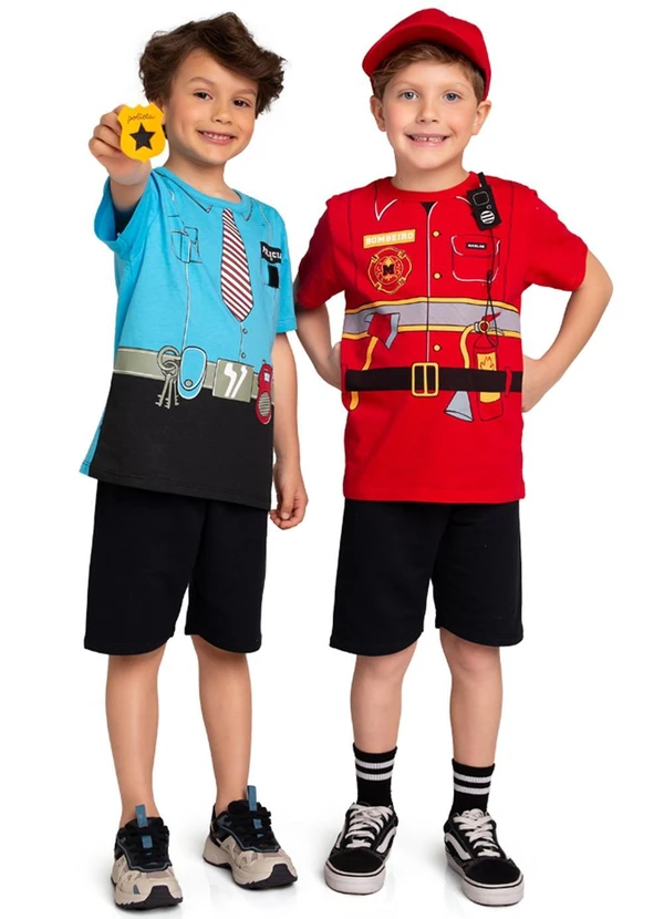 Marlan - Conjunto Camiseta Bermuda em Moletinho Vermelho 3