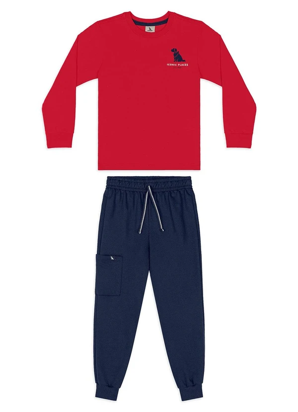 Quimby - Conjunto Camiseta Calça Cargo Vermelho 2