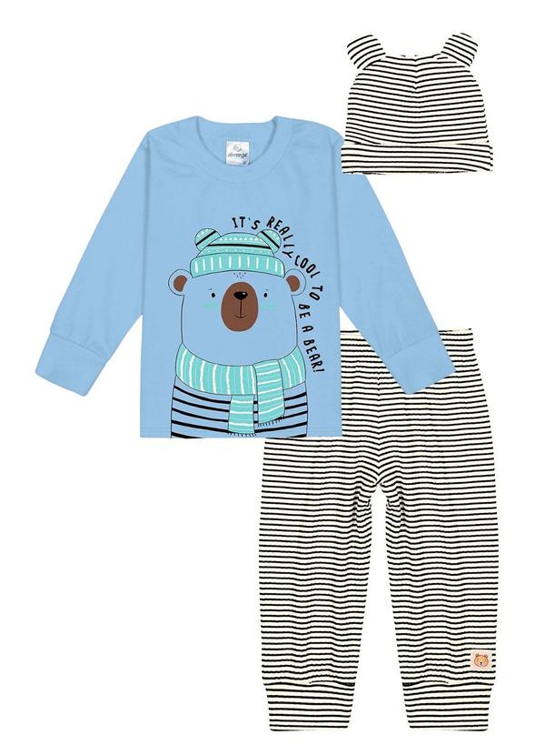 Abrange - Conjunto Camiseta Calça e Gorro Baby Azul 1