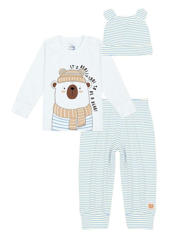 Abrange - Conjunto Camiseta, Calça e Gorro Baby Branco