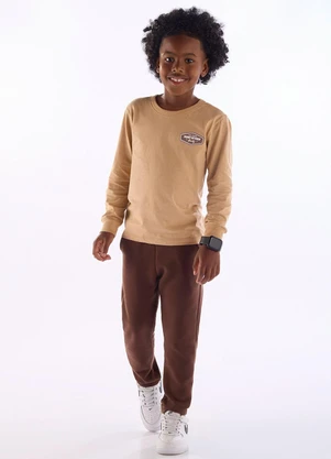 Quimby - Conjunto Camiseta Calça Gorgurão Bege - QUIMBY