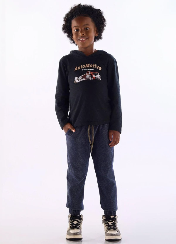 Quimby - Conjunto Camiseta Capuz Calça Preto 1