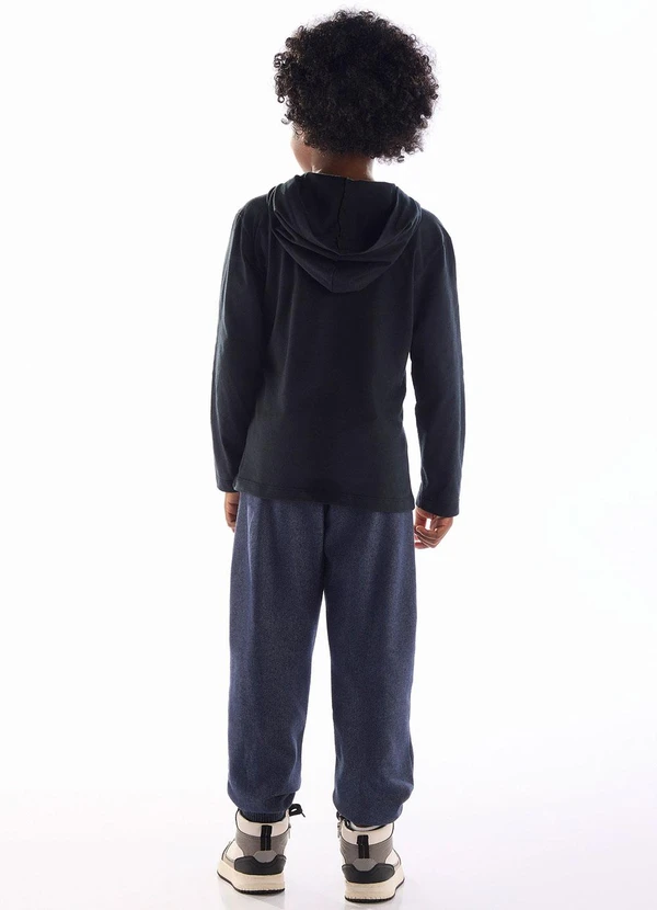 Quimby - Conjunto Camiseta Capuz Calça Preto 2