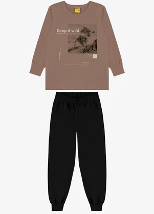 Rovi Kids - Conjunto Camiseta com Calça Marrom  - ROVI KIDS