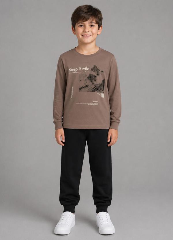 Rovi Kids - Conjunto Camiseta com Calça Marrom