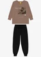Rovi Kids - Conjunto Camiseta com Calça Bege - variação: Marrom