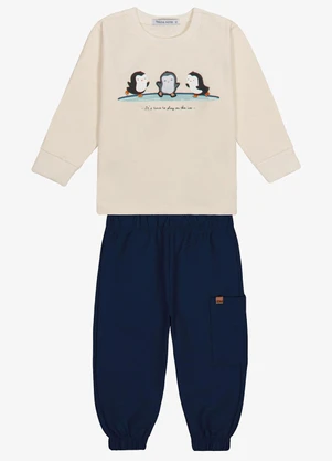 Trick Nick - Conjunto Camiseta com Calça Masculino Bege - TRICK NICK