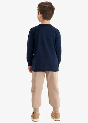 Rovi Kids - Conjunto Camiseta com Calça Meia Malha Azul - ROVI KIDS