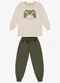Rovi Kids - Conjunto Camiseta com Calça Meia Malha Bege - variação: Bege