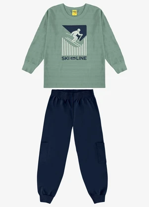Rovi Kids - Conjunto Camiseta com Calça Meia Malha Verde - ROVI KIDS