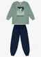 Rovi Kids - Conjunto Camiseta com Calça Meia Malha Azul - variação: Verde