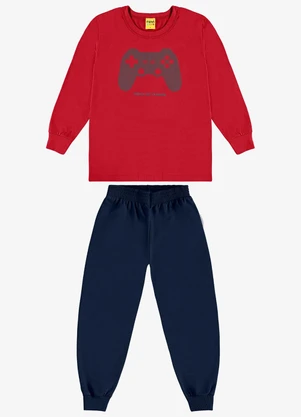 Rovi Kids - Conjunto Camiseta com Calça Meia Malha Vermelho - ROVI KIDS