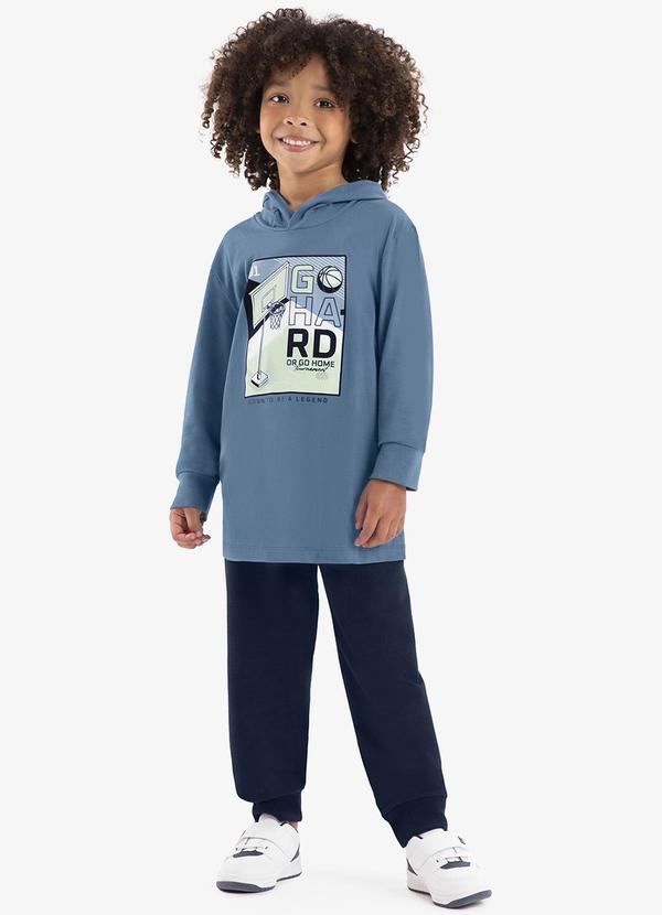 Rovi Kids - Conjunto Camiseta com Capuz e Calça Azul