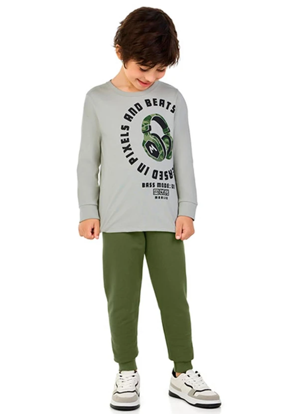 Marlan - Conjunto Camiseta com Estampa e Calça Cinza