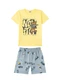 Marlan - Conjunto Camiseta e Bermuda em Moletinho Azul - variação: Amarelo