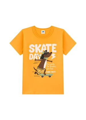 Marlan - Conjunto Camiseta e Bermuda em Moletinho Amarelo - MARLAN