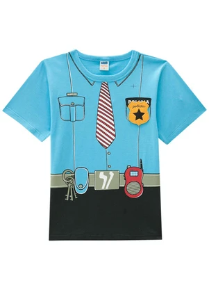 Marlan - Conjunto Camiseta e Bermuda em Moletinho Azul - MARLAN