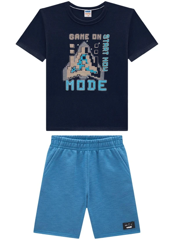 Marlan - Conjunto Camiseta e Bermuda em Moletinho Azul 2