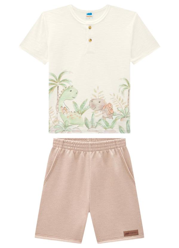 Marlan - Conjunto Camiseta e Bermuda em Moletinho Bege
