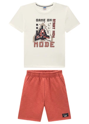 Marlan - Conjunto Camiseta e Bermuda em Moletinho Bege - MARLAN