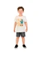 Marlan - Conjunto Camiseta e Bermuda em Moletinho Azul - variação: Bege