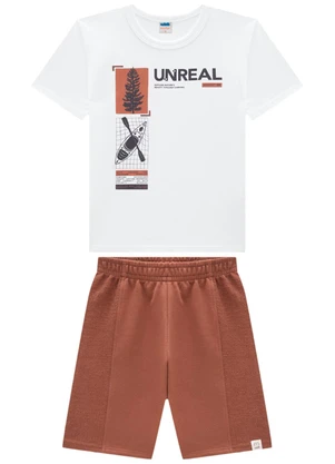 Marlan - Conjunto Camiseta e Bermuda em Moletinho Branco - MARLAN