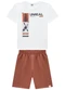 Marlan - Conjunto Camiseta e Bermuda em Moletinho Branco - variação: Branco