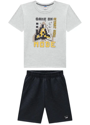 Marlan - Conjunto Camiseta e Bermuda em Moletinho Cinza - MARLAN