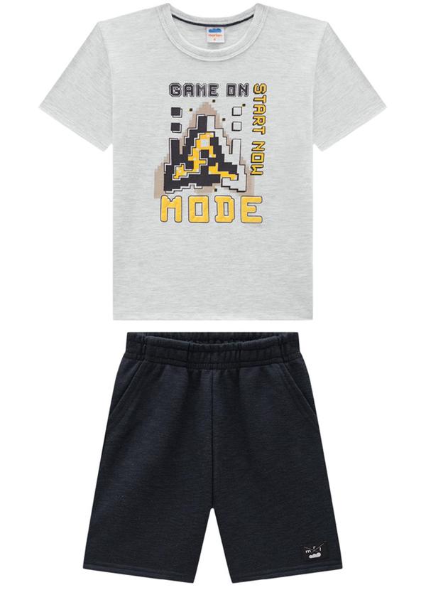Marlan - Conjunto Camiseta e Bermuda em Moletinho Cinza