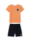 Marlan - Conjunto Camiseta e Bermuda em Moletinho Verde - variação: Laranja