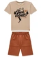 Marlan - Conjunto Camiseta e Bermuda em Moletinho Marrom - variação: Marrom