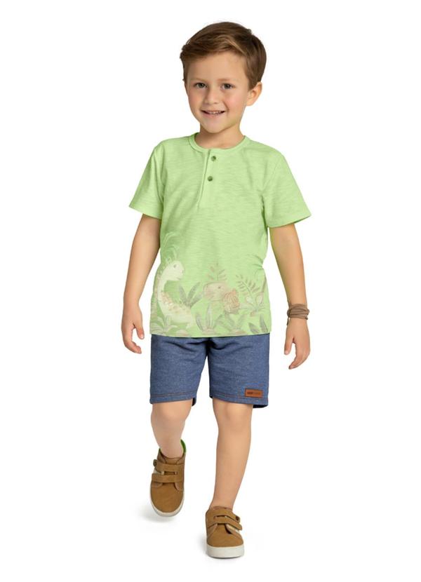 Marlan - Conjunto Camiseta e Bermuda em Moletinho Verde