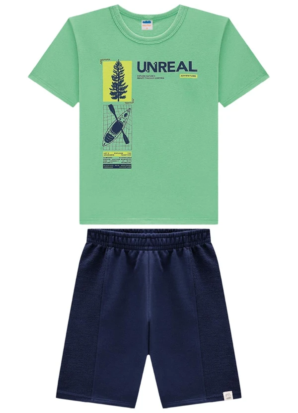 Marlan - Conjunto Camiseta e Bermuda em Moletinho Verde 2