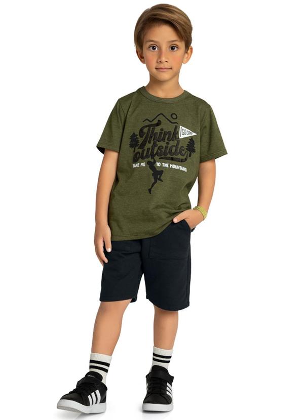 Marlan - Conjunto Camiseta e Bermuda em Moletinho Verde