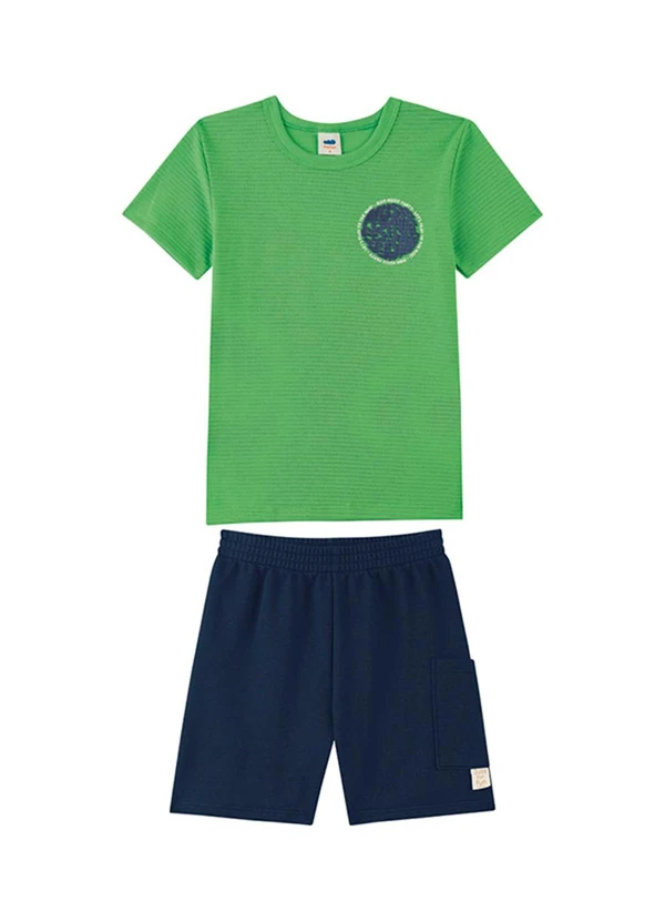 Marlan - Conjunto Camiseta e Bermuda em Moletinho Verde