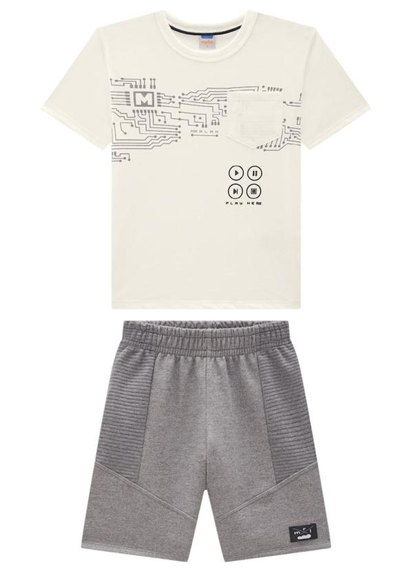 Marlan - Conjunto Camiseta e Bermuda Moletinho Bege 1