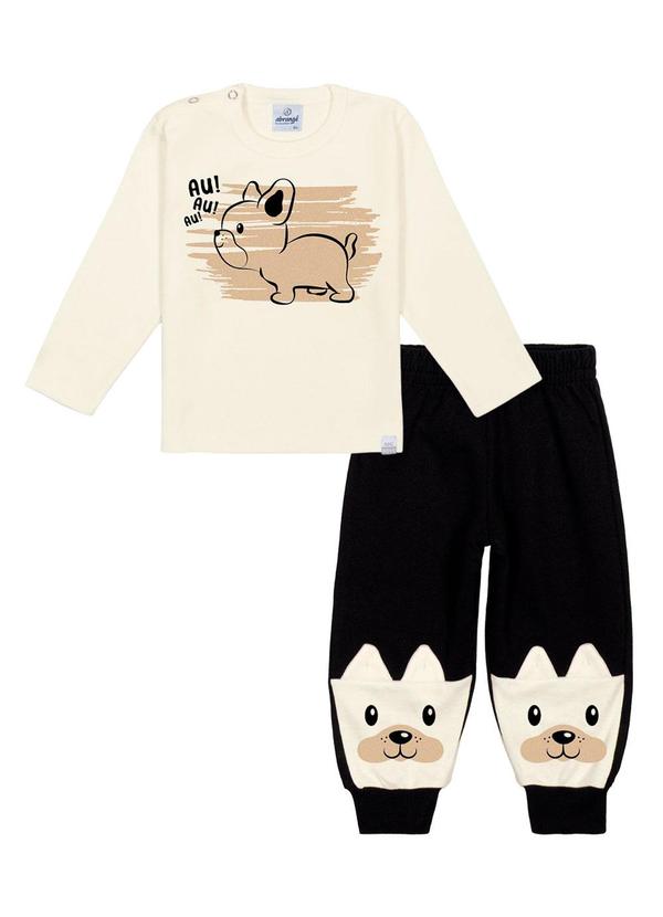 Abrange - Conjunto Camiseta e Calça Dog Baby Bege