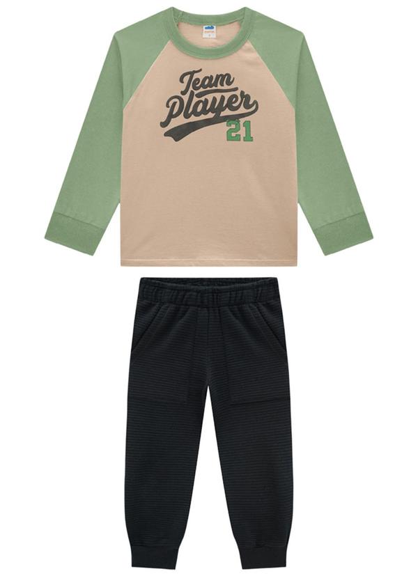 Marlan - Conjunto Camiseta e Calça em Gorgurinho Verde