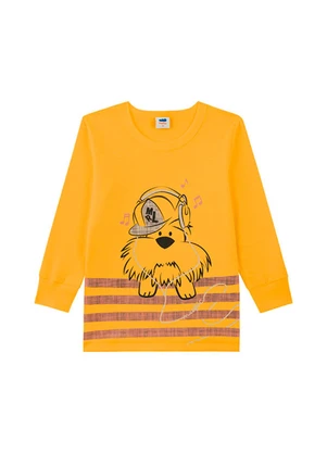 Marlan - Conjunto Camiseta e Calça em Moletinho Amarelo - MARLAN