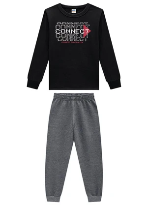 Marlan - Conjunto Camiseta e Calça em Moletinho Preto - MARLAN