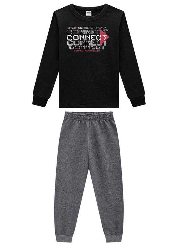 Marlan - Conjunto Camiseta e Calça em Moletinho Preto