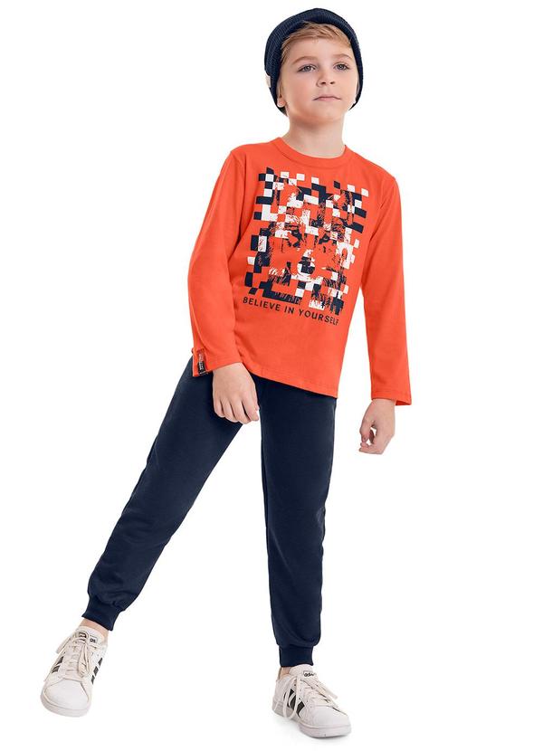 Bee Loop - Conjunto Camiseta e Calça Menino Laranja