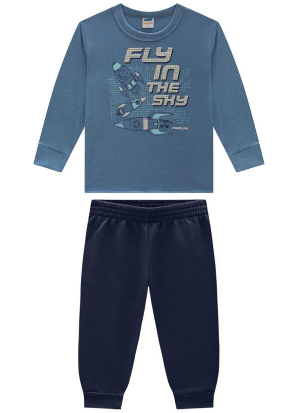 Marlan - Conjunto Camiseta e Calça Moletinho Azul 2
