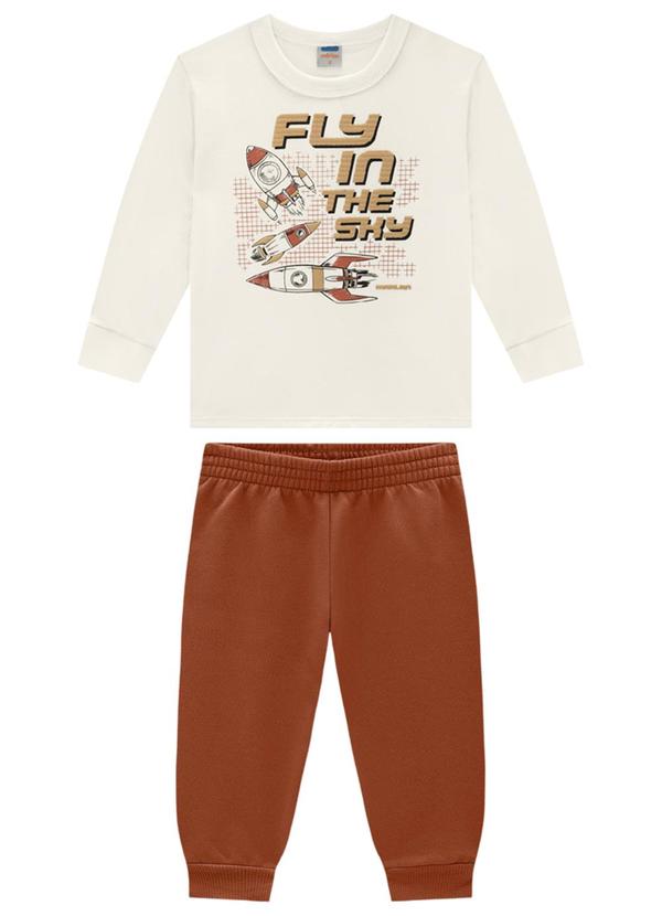 Marlan - Conjunto Camiseta e Calça Moletinho Bege