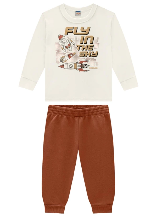 Marlan - Conjunto Camiseta e Calça Moletinho Bege 1