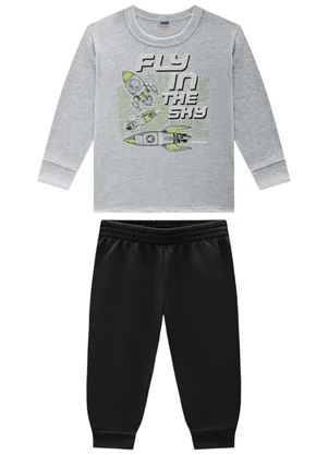 Marlan - Conjunto Camiseta e Calça Moletinho Cinza - MARLAN