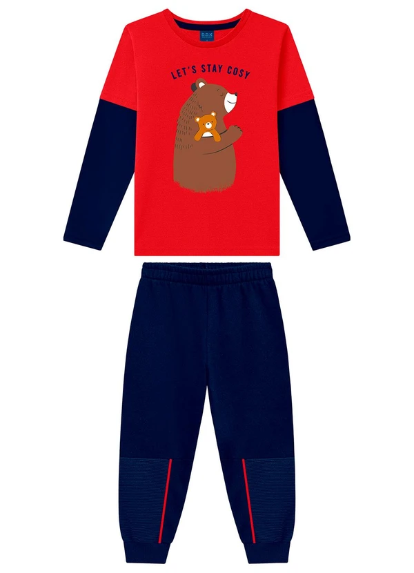 Ddk - Conjunto Camiseta e Calça Moletom Vermelho 2