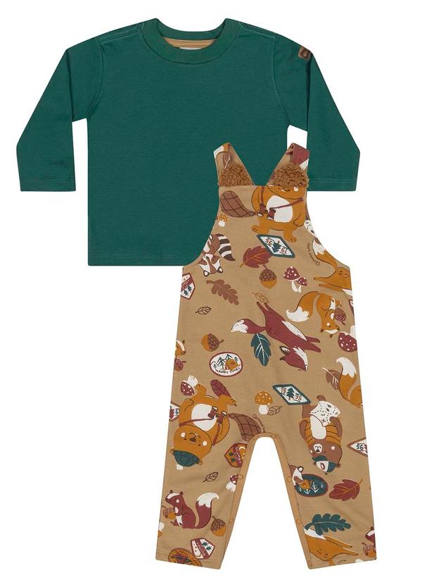 Quimby - Conjunto Camiseta e Jardineira Bebê Marrom