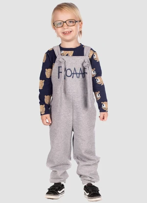 Turminha - Conjunto Camiseta e Jardineira Cinza - TURMINHA