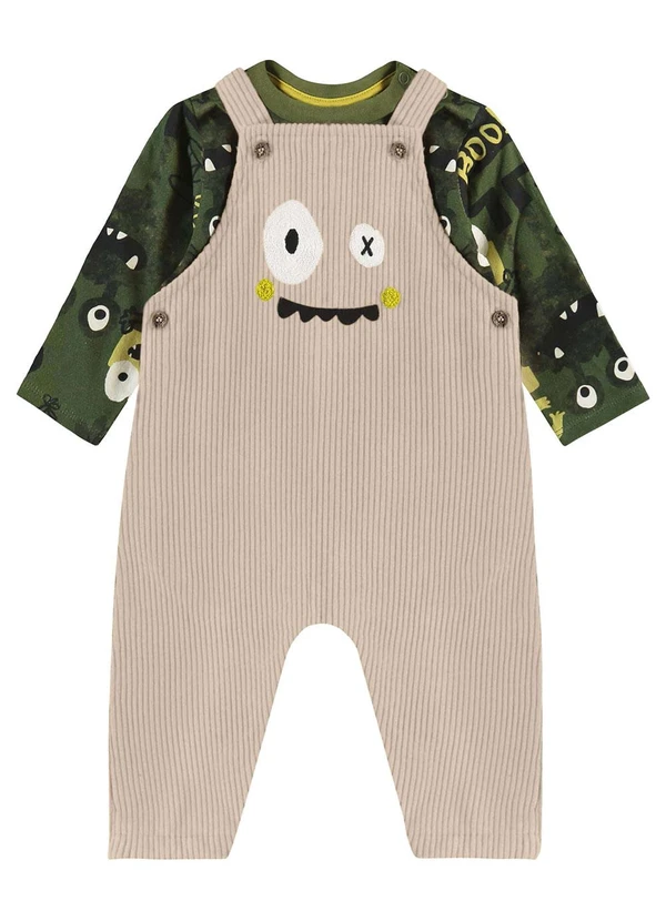 Três e Já - Conjunto Camiseta e Jardineira de Verde 3